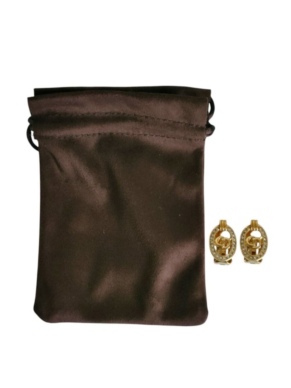 ★SOLD★ Dior CD Rhinestone Clip Earrings Gold - Picture 7 of 7